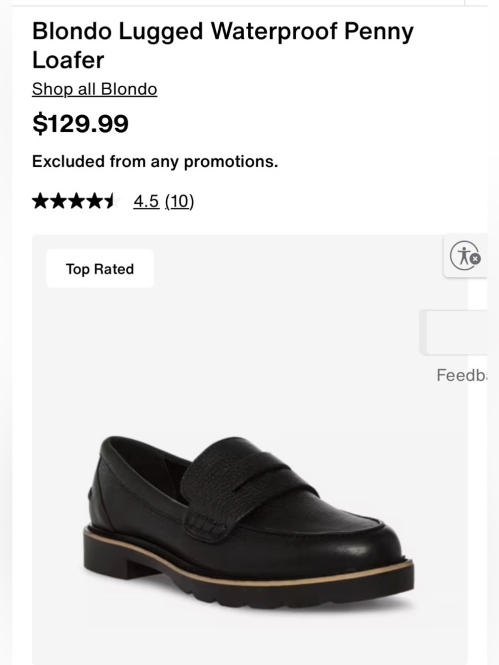 Blondo Lugged Waterproof Black Leather Penny Loafers- size 8 - Picture 9 of 9